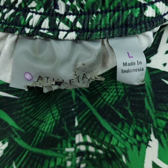 Athleta Tropic Stellar Short Pull On L Palm Tree Print Green/White - Picture 4 of 13